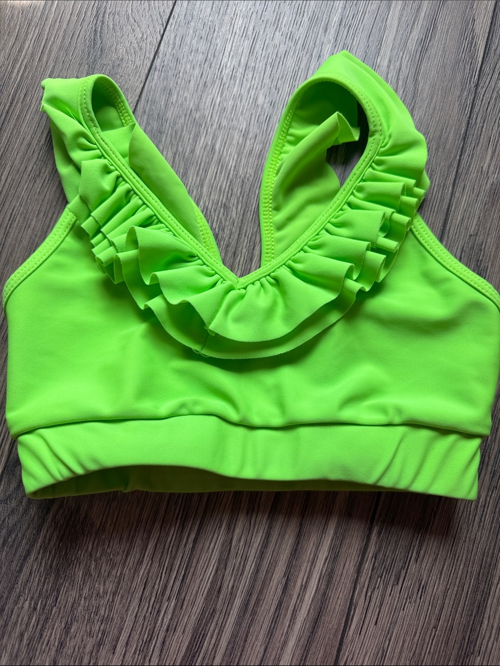 Purple Pixies green ruffle top